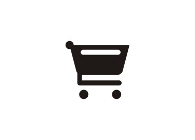 Alışveriş arabası. Siyah ve beyaz olarak basit simge.