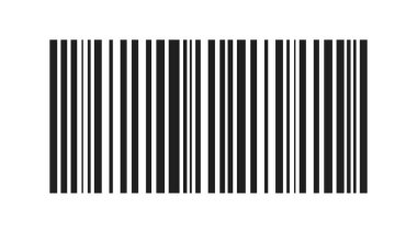 Beyaz zemin üzerinde dikey çizgileri olan minimal siyah barkod deseni, basit düz biçim, ambalaj, etiket veya şablon kullanımı için mükemmel