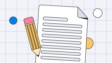 Açık gri şebeke üzerinde kalın çizgili beyaz kağıt ve sarı kalem. Hiç kimse pankart ve başlık için uygun minimum biçimi temizleyemez.