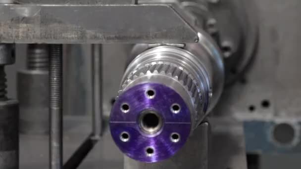 Torno Industria Máquina Fresadora Cortador Engranajes Trabajo — Vídeo de stock