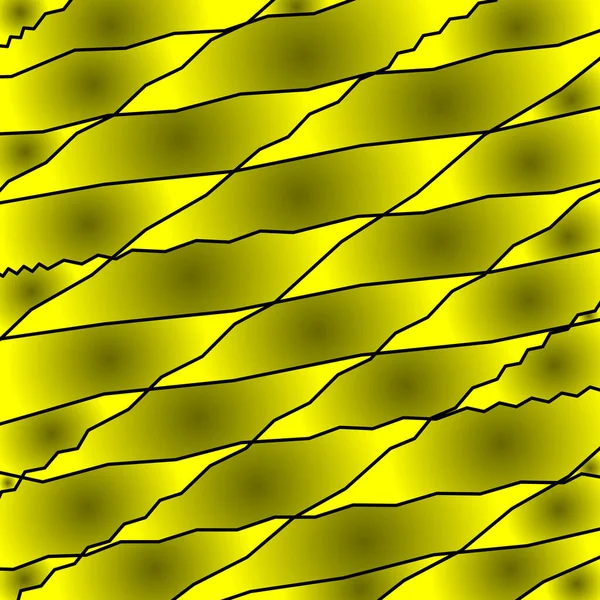 Lustrzane Gradientowe Odłamki Zakrzywionych Żółtych Przecinających Się Wstążek Ciemnych Linii — Zdjęcie stockowe