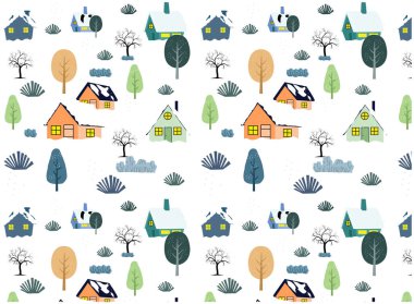 Kar Taneleri ve Saf Elementler vektörleri Arkaplan Dokusuna sahip Kusursuz Kış Kalıbı