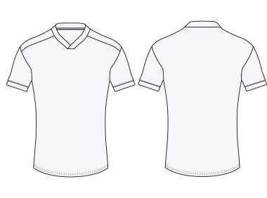V Neck t-shirt forması maket vektör çizim şablonu tasarımı