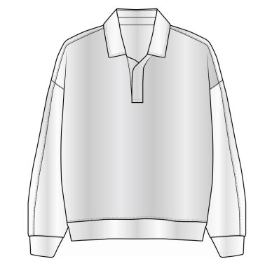 Erkekler Polo Gömleği Uzun Kollu Çeyrek Batton Polo Yakalı Süveter Şablonu