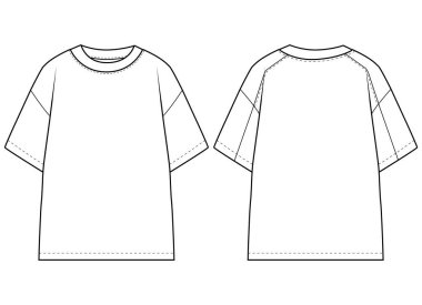 Büyük boy Baggy Kısa Kollu T-shirt Vektör Tasarımı