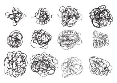 Set of hand drawn random scribble shapes Vector Scribble Chaos illustration