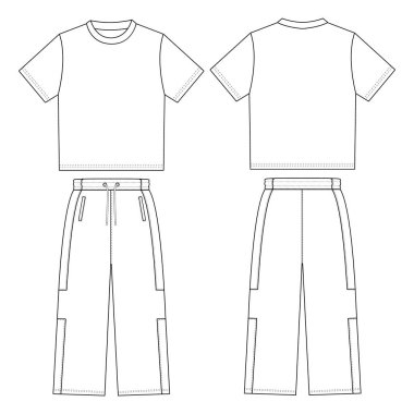 Erkekler büyük beden tişört ve bol paçalı pantolon teknoloji tasarımı.