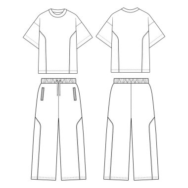 Erkekler büyük beden tişört ve bol paçalı pantolon teknoloji tasarımı.