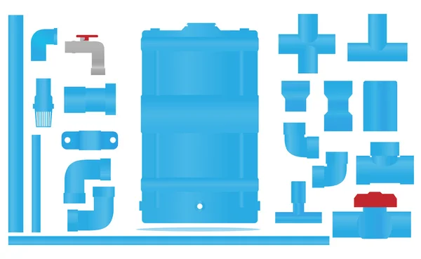 Eau, métal, ensemble, construction, vecteur, illustration, isolé, technologie, acier, robinet, plomberie, huile, icône, industrie, industriel, tube, système, valve, pression, tuyau, gaz, drain, tuyauterie, pipeline — Image vectorielle