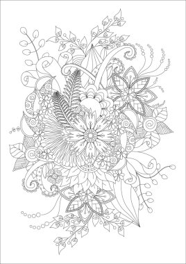 Coloring page with flowers clipart
