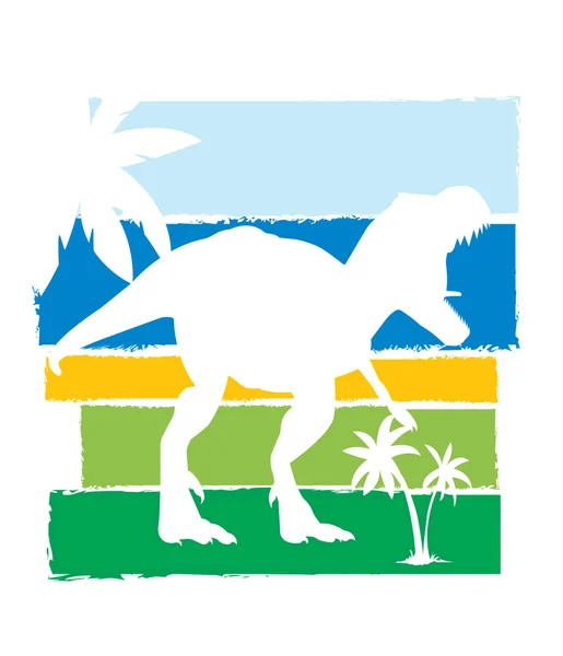 T-rex - dinozor siluet palmiye ağaçları ile.