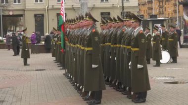 MINSK, BELARUS - 15 Nisan 2021: Askeri denetim müfrezesi