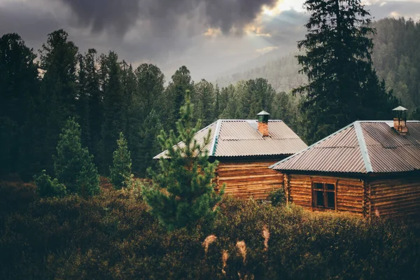 Eine Wunderschöne Regnerische Landschaft Den Bergen Mit Geringer Schärfentiefe Und — Stockfoto