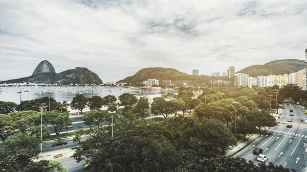 Breedhoekig Stadsgezicht Van Wijk Botafogo Rio Janeiro Met Meerdere Rijstroken — Stockfoto