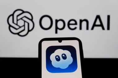 Bandung, Indonesia - October 11, 2025: In this photo illustration, Sora AI logo is displayed on a smartphone.