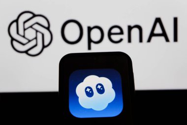 Bandung, Indonesia - October 11, 2025: In this photo illustration, Sora AI logo is displayed on a smartphone.