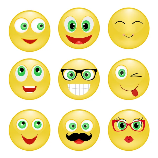 Set gele smiley — Stockvector