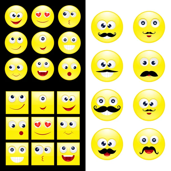 Big set smiley — Stock Vector