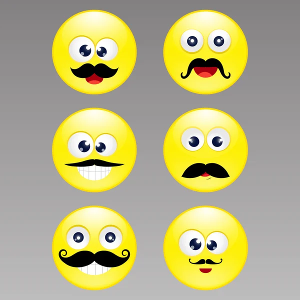 Bigote sonriente conjunto — Vector de stock