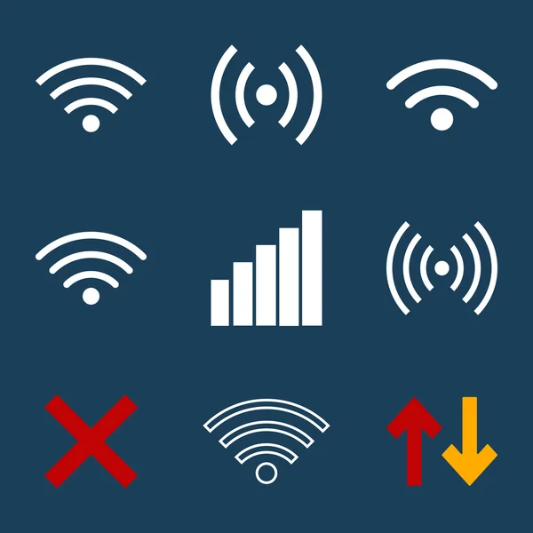 Conjunto wifi icono diseño plano — Vector de stock