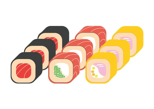 Set de rouleaux de sushi — Image vectorielle