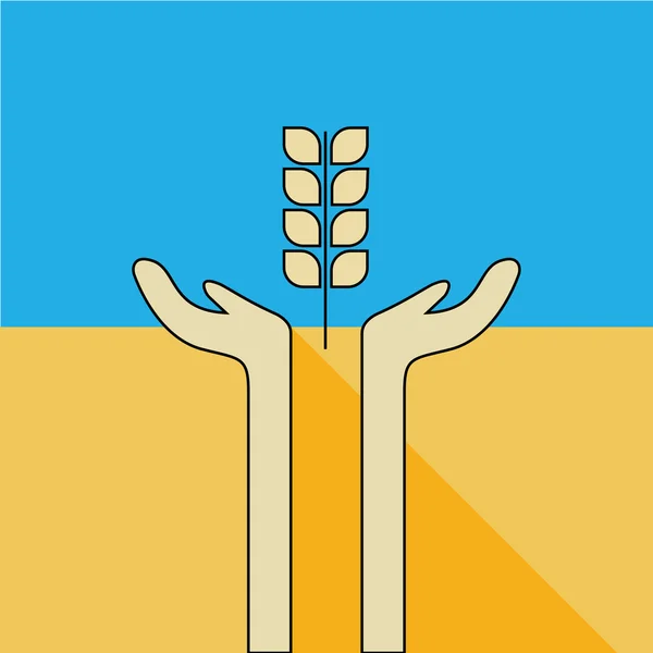 Barış, el ve buğday ile Ukrayna bayrağı