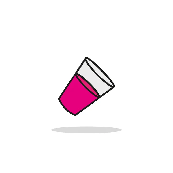 玻璃不倒翁水牛奶汁粉红色矢量图标汁粉红色覆盆子草莓浆果甜菜 — 图库矢量图片