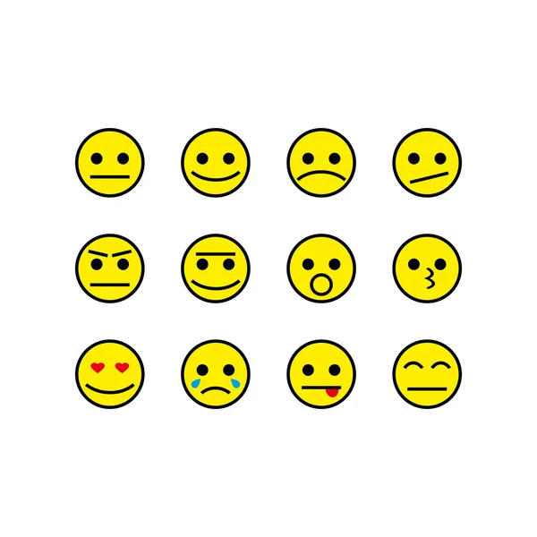 Smiles set vector icons yellow — Stock Vector