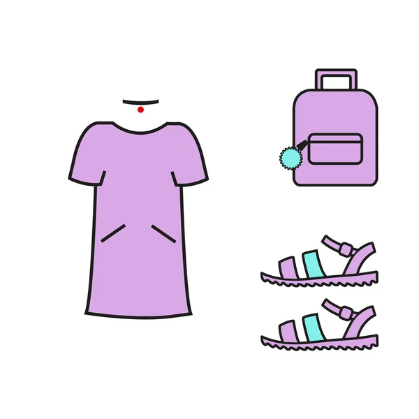 Collage kleding vector afbeelding. Collage kleding. Jurk tas. — Stockvector