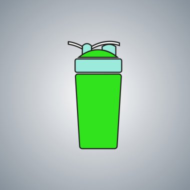 protein shaker simge vektör. Fitness shaker vektör. Spor beslenme shaker