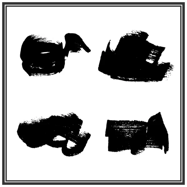 4 つの真っ黒なブラシ ストロークのセット — ストックベクタ