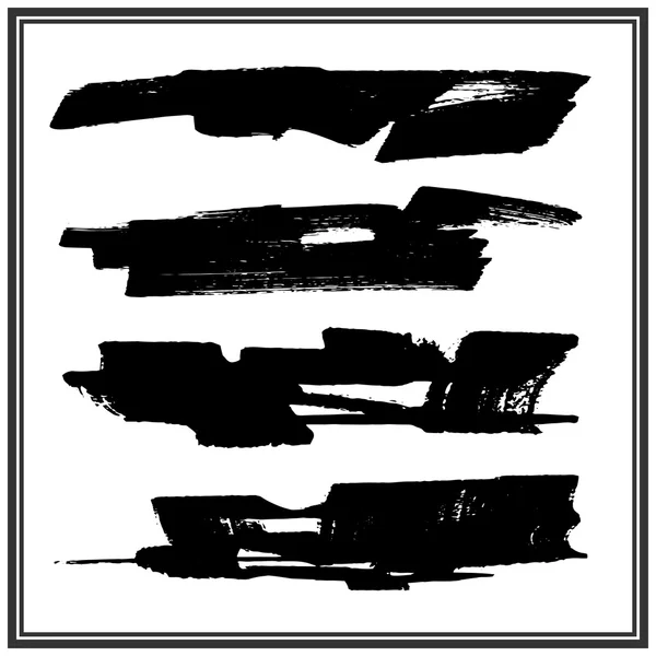 Set of four inky brush strokes — Stock Vector