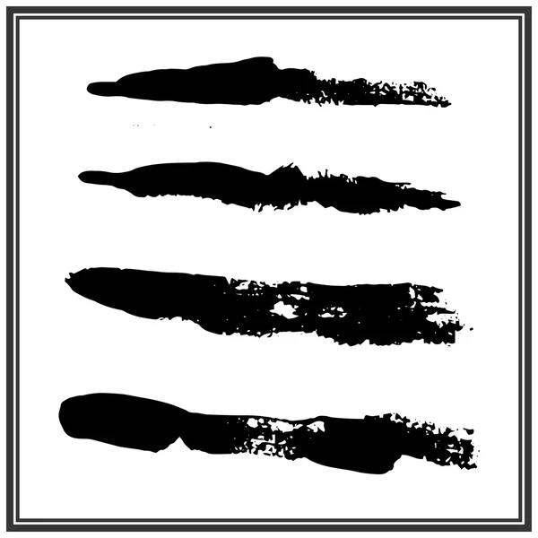 Set of four inky brush strokes — Stock Vector