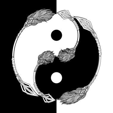 Yin Yang siyah ve beyaz ok ile
