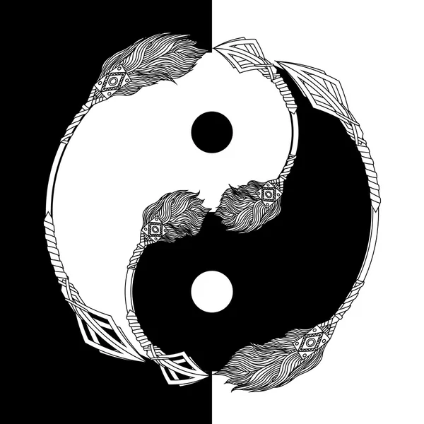 Yin Yang preto e branco com seta — Vetor de Stock