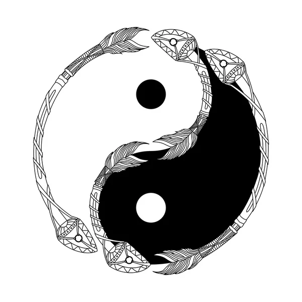 Yin Yang fekete és fehér nyíl — Stock Vector