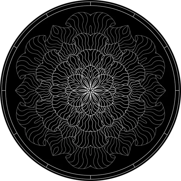 Mandala negro para colorear. Mandala vector para colorear página. Diseño de arte Mandala. Patrón intrincado de mandala. Tatuaje inusual mandala. Delinear flor de mandala. Línea de impresión mandala. Libro de color mandala oriental — Vector de stock
