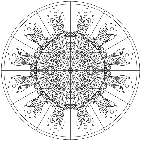 Malbuch Mandala. Umriss Mandala. Linienmandala. Seite Mandala, kompliziertes Mandala. Mandala-Design. Anti-Stress Mandala. schwarzes Mandala. — Stockvektor