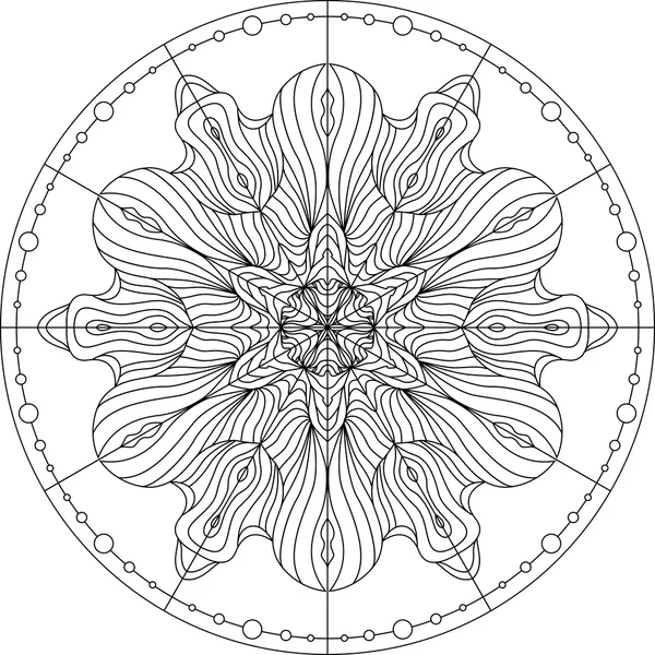 Malbuch Mandala. Umriss Mandala. Linienmandala. Seite Mandala, kompliziertes Mandala. Mandala-Design. Anti-Stress Mandala. schwarzes Mandala. — Stockvektor
