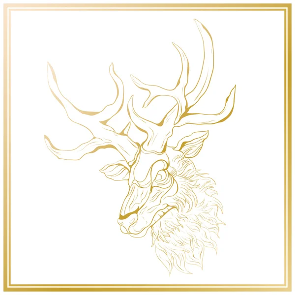 Ciervo dorado sobre fondo blanco — Vector de stock