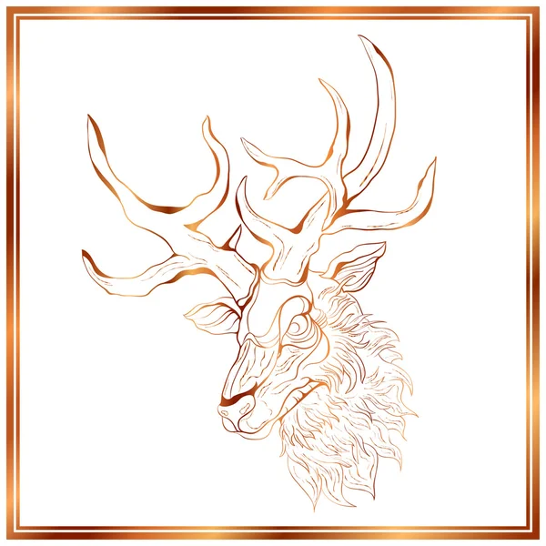 Bronze deer on the white background — Stock Vector