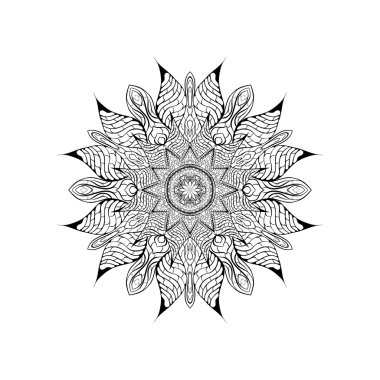 Kitap mandala boyama. Dekoratif yuvarlak süsler. Tasarım öğeleri örgü.