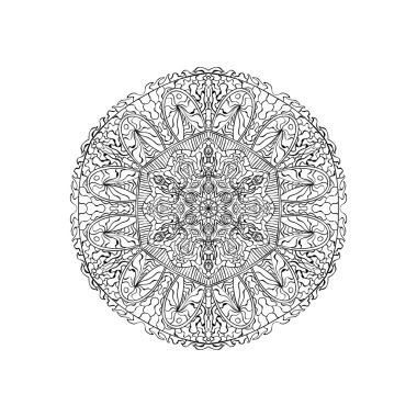 Kitap mandala boyama. Dekoratif yuvarlak süsler. Tasarım öğeleri örgü.