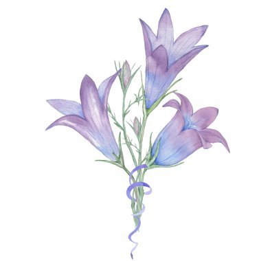 şeritler ve çan ile küçük buket 