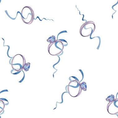 Nişan yüzüğü 5. Seamless modeli. Sulu boya resim. El-çizim 