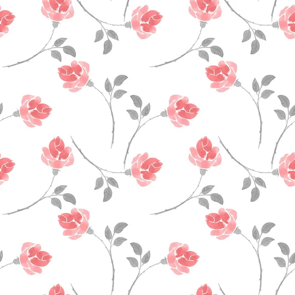 Watercolor seamless pattern with rose_3. — Stock Photo, Image