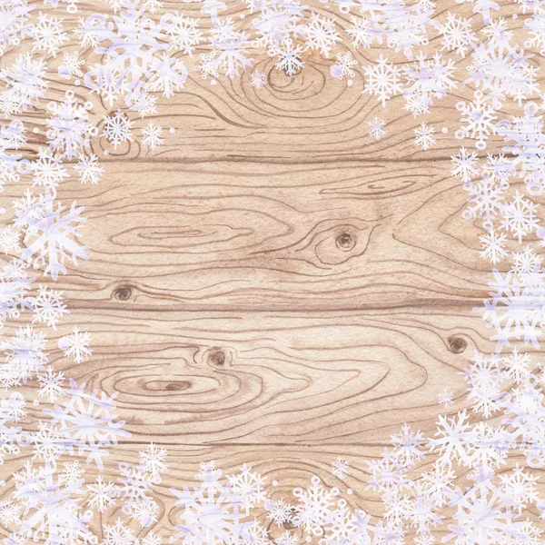 Texture bois avec flocons de neige 2 . — Photo