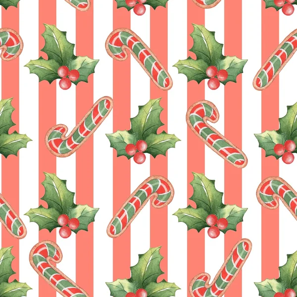 Watercolor Christmas seamless pattern 3. — Stock Photo, Image