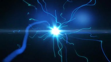 Parlak soyut ışık desenleri koyu bir arkaplanda dans ediyor