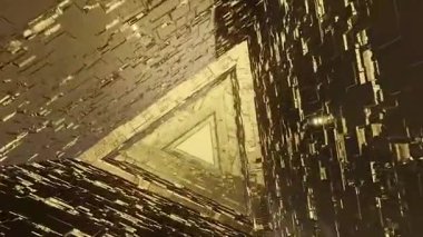 Altın geometrik labirentte karmaşık soyut yolculuk